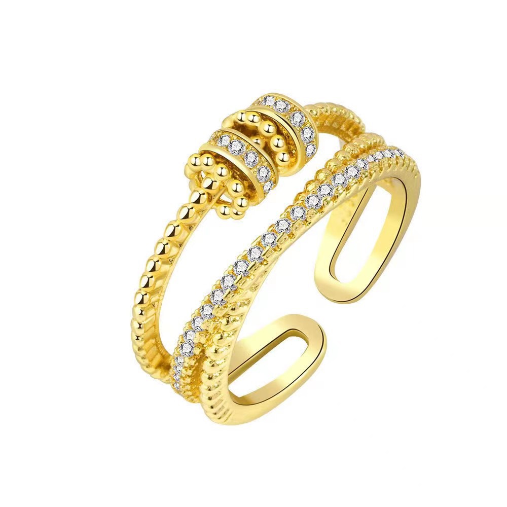 Amazon's new pressure relief transfer rotary bead Copper microinset zircon ring Specification drawing