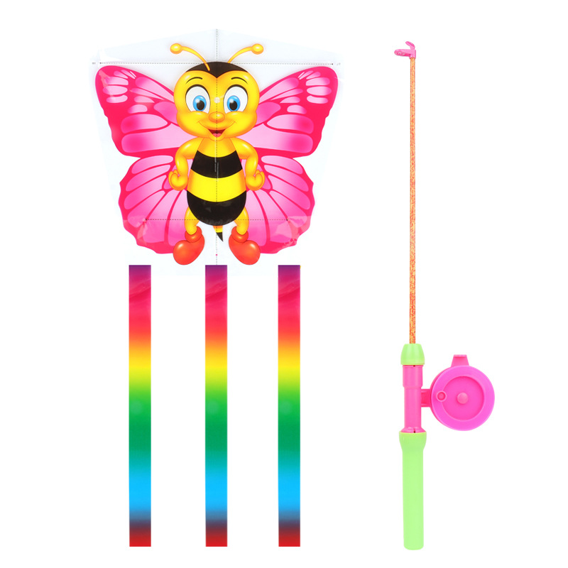 风筝/风筝儿童户外/风筝儿童卡通/动态风筝/鱼竿小风筝白底实物图