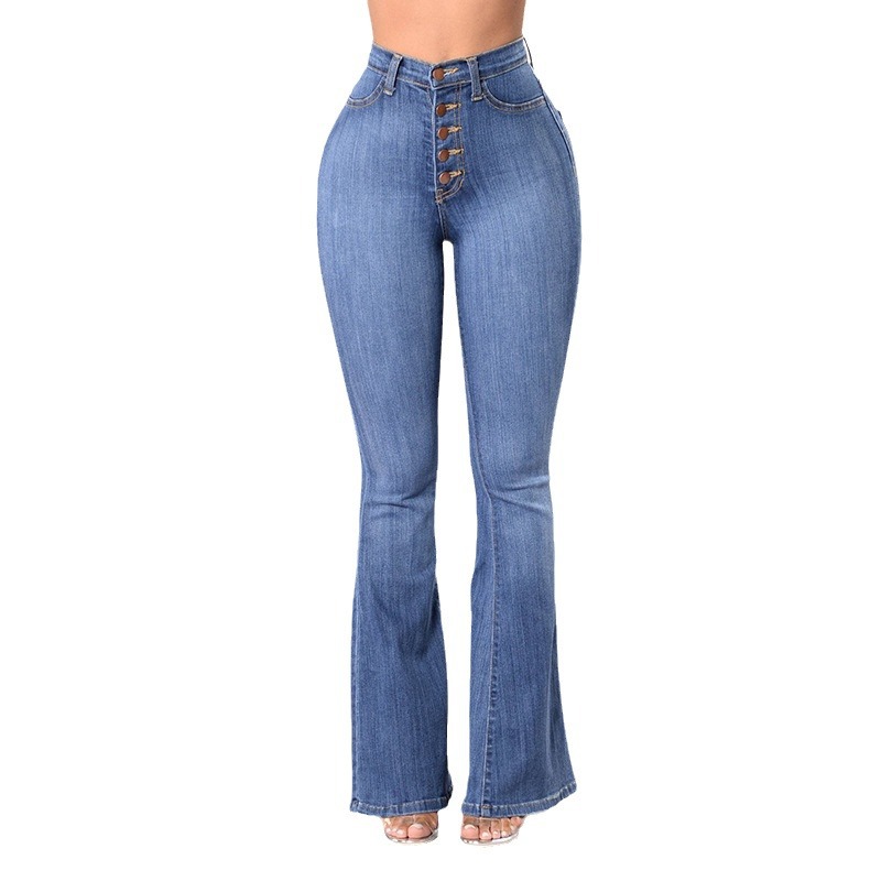 European and American cross-border trade source 2024 Spring/Summer new high-waisted stretch slightly flared jeans for women Item Picture