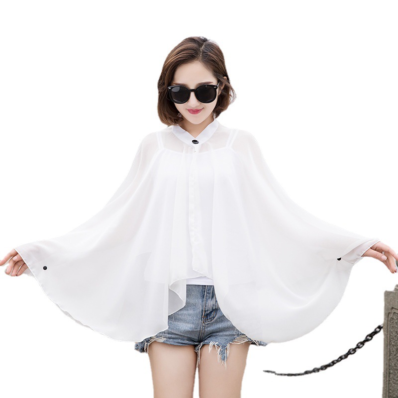 Summer sun-protective clothing for women cycling, bat sleeves for slimming, UV protection, chiffon protective 嗮 shirt shawl, cycling manufacturer wholesale Item Picture