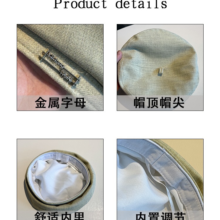 The 2024 new Spring and autumn collection features a trendy and versatile Beret hat that exudes a feminine charm and enhances facial appeal. It's a small, internet-famous letter painter hat Item Picture