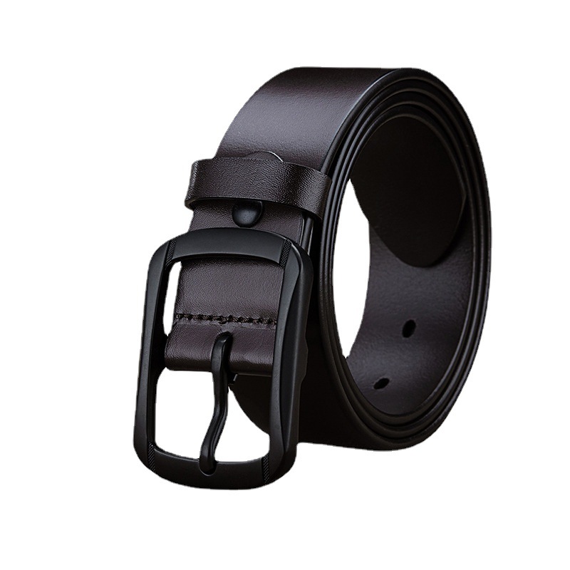 Pure Cowhide Leather Belt Men's Belt First Layer Cowhide Casual All High-End Business Needle Buckle Belt Wholesale Item Picture