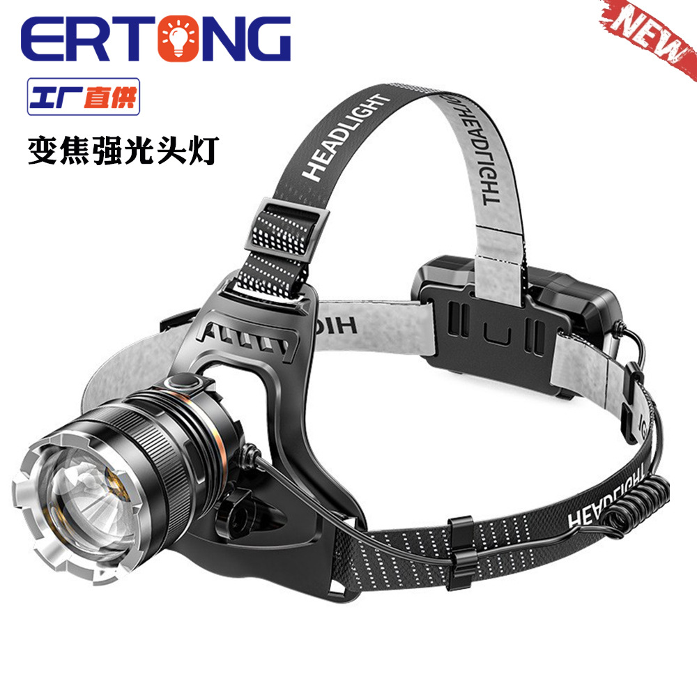 跨境P50强光感应头灯USB充电头戴式手电筒户外夜钓钓鱼灯批发