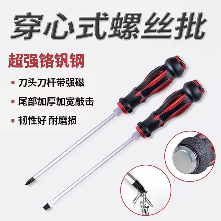 Wholesale of keyable through-hole screwdriver sets, industrial-grade cross-head screwdrivers, multi-functional strong magnetic screws