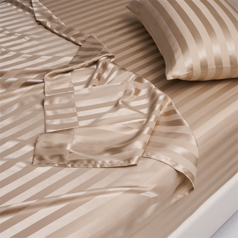Cross-border bed products Amazon selling color Ding bed four-piece set of imitation silk satin jacquard three-four piece bed cover details Picture