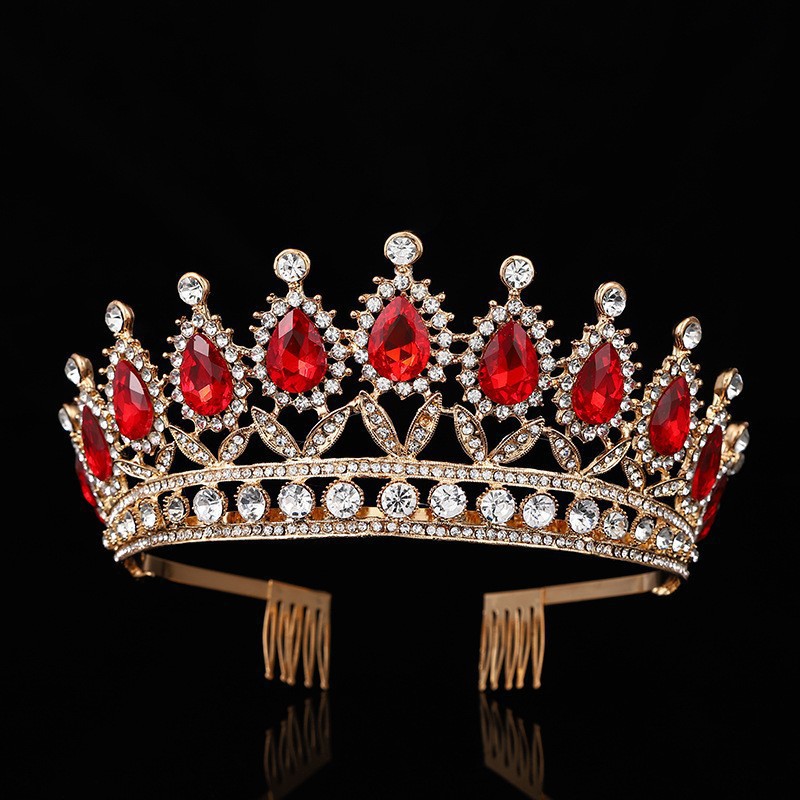 European and American popular women's crown zinc alloy wedding dress, golden hair band, bride's wedding hair accessory, European and American bride's crown Specification image