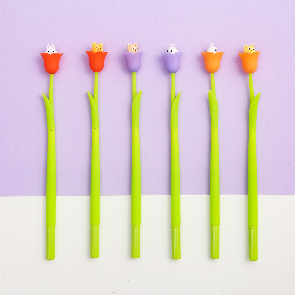 Zhongfan Cartoon Silicone Pen, cute stationery pen, rabbit Flower pen, student neutral silicone, factory direct sales details Picture