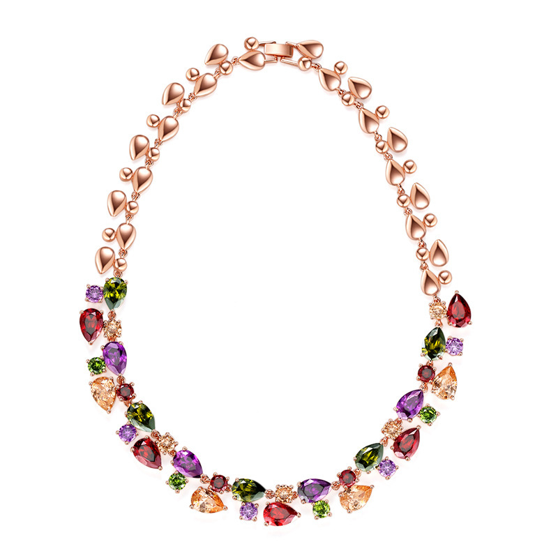 Kashi Europe and America's best-selling women's seven-color zircon necklace, Mona Lisa necklace, export accessories wholesale Specification image