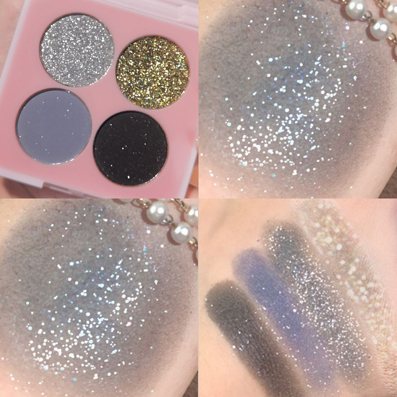 Yabolian Fun Eyeshadow Four Colors Olive Green Blue Low Saturation Gray Powder Matte Eye Makeup Niche Affordable Makeup Application Scenario
