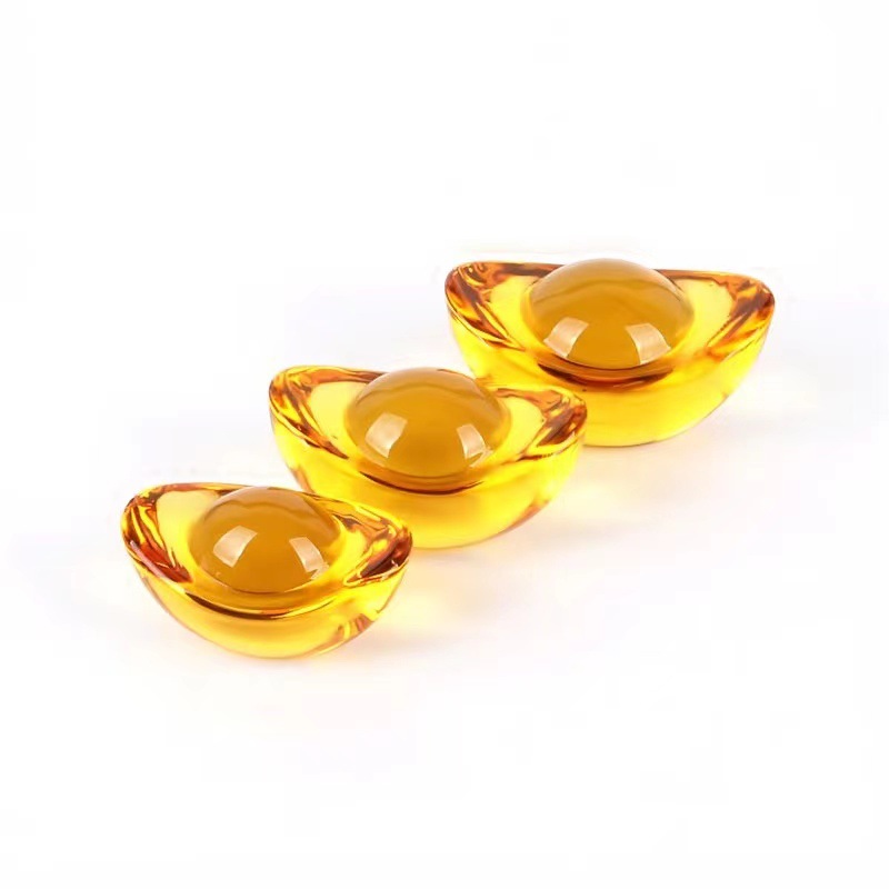 Yellow crystal ingots, glazed ingots, small ingots, wealth-attracting furniture decorations, housewarming ornaments, wealth-attracting and treasure-gathering ingots Item Picture