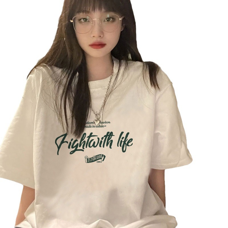 Verano 2024 camiseta manga corta mujer versión suelta original cebu nueva carta estampado estudiante cordura ins estilo mujer moda Item Picture