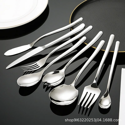 Stainless Steel Tableware French Moonlight Series Western Tableware Thickened Knife Fork Spoon Service Spoon Dessert Spoon High-Grade Tableware
