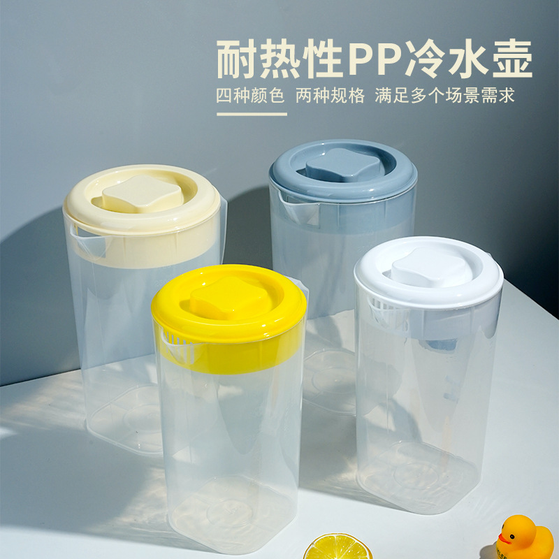 Plastic cold water kettle, heat-resistant and high-temperature resistant, large-capacity cold water kettle, juice tying kettle, high appearance level cold water cup, household set Application Scenario