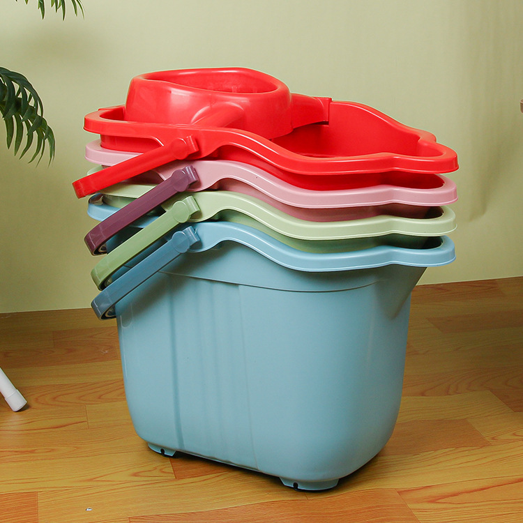 Household Thickened Mop Bucket With Wheels Plastic Twist Mop Single Bucket Manual Squeeze Bucket Drag Bucket Specification drawing