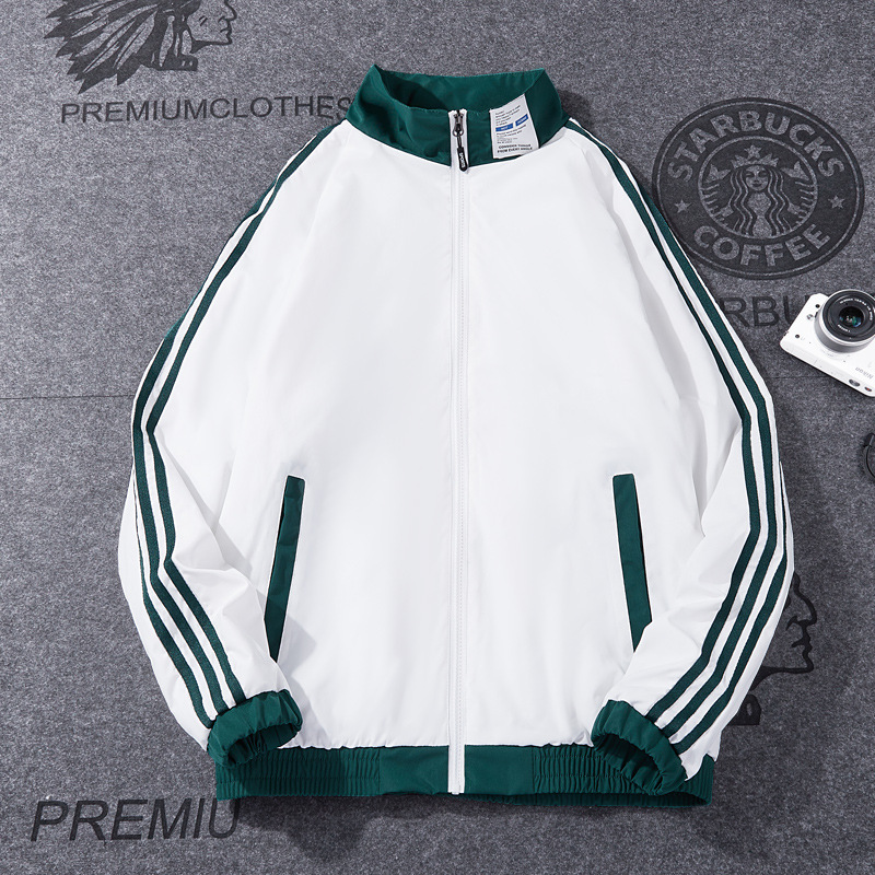 2022男春秋时尚运动休闲夹克条纹长袖上衣学生外套青少年百搭褂子