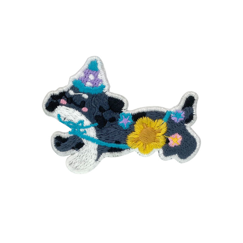 Wholesale cartoon cute small dog embroidery water-soluble fabric patch clothes, down jackets, hole repair, decorative patch patches details Picture