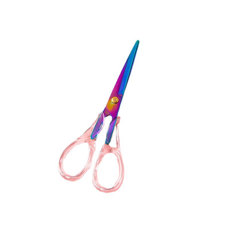 Cross border direct supply acrylic rose gold scissors transparent electroplating heavy industry office scissors student hand ledger diy cutting scissors Item Picture