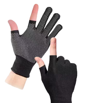 Women's summer sun protection, tea-picking, labor protection, glue dispensing, anti-slip, cycling, outdoor, men's two-finger-exposed, split-finger touch screen thin gloves details Picture