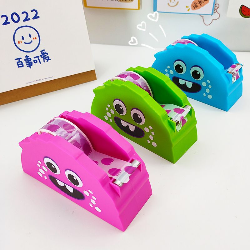 Cross-border direct supply cartoon little monster tape seat wholesale student hand ledger tool tape cutter send adhesive paper set full figure