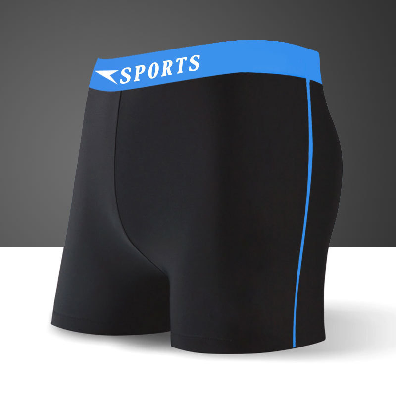 Men's swimming trunks, fashionable wide-waisted hot spring swimming trunks, large-sized nylon color-blocked flat-angle adult swimming trunks, factory direct sales Specification image