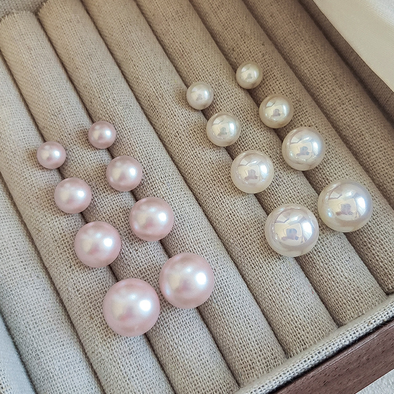 施家正圆珍珠耳钉女925银针镀14k金蚊香盘耳夹轻奢耳环无耳洞耳饰