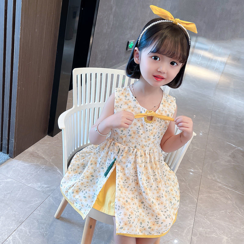 Cross-border baby dress 2021 New summer dress, children's floral dress, stylish princess sleeveless dress
