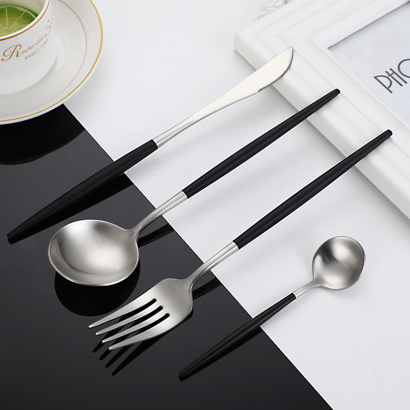 Cross-Border Amazon 304 Western Steak Knife Fork Spoon Tableware Set Fruit Fork Portugal Stainless Steel Tableware Specification drawing