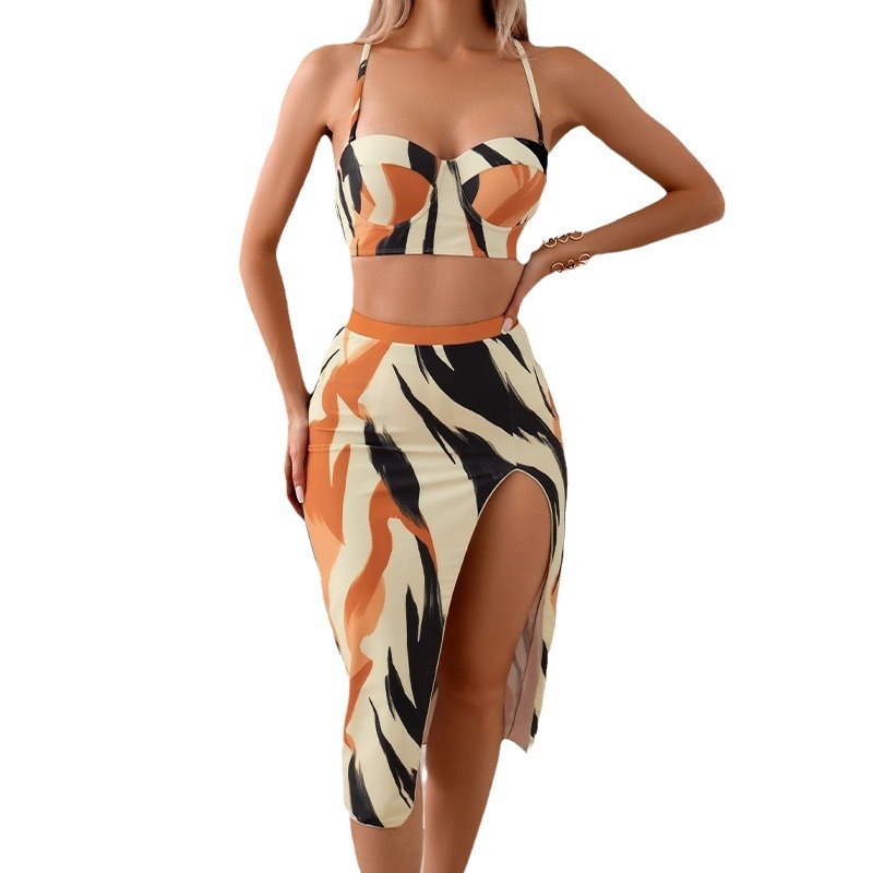2024 New Europe And The United States Hard Package Bikini Three Sets Of Printed Long Dress Amazon Swimsuit Women Manufacturers Wholesale Can Be Customized Item Picture