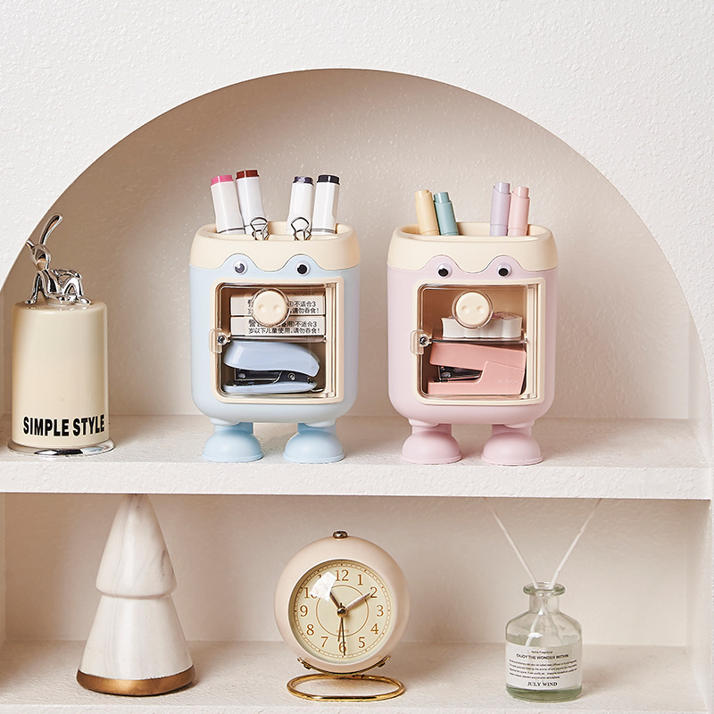 Songtai Net Red Multi-Functional Cartoon Cute Pig Pen Holder Large Capacity With Grid Stationery Storage Box Gifts For Boys And Girls Specification drawing