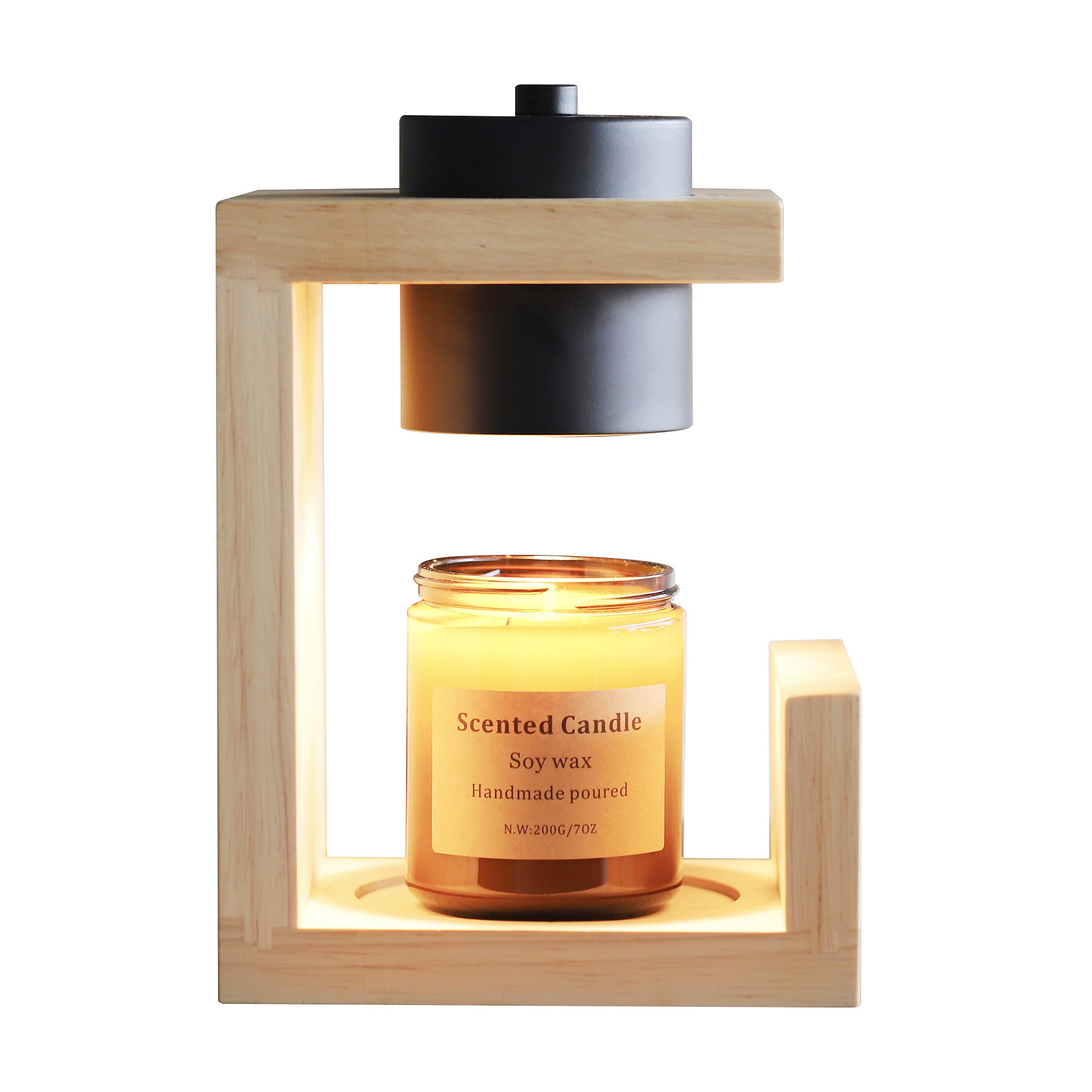 Cross-border Nordic minimalist solid wood wax melting lamp, with a timer dimming switch, flameless fragrance atmosphere melting candle lamp, table lamp for night Item Picture