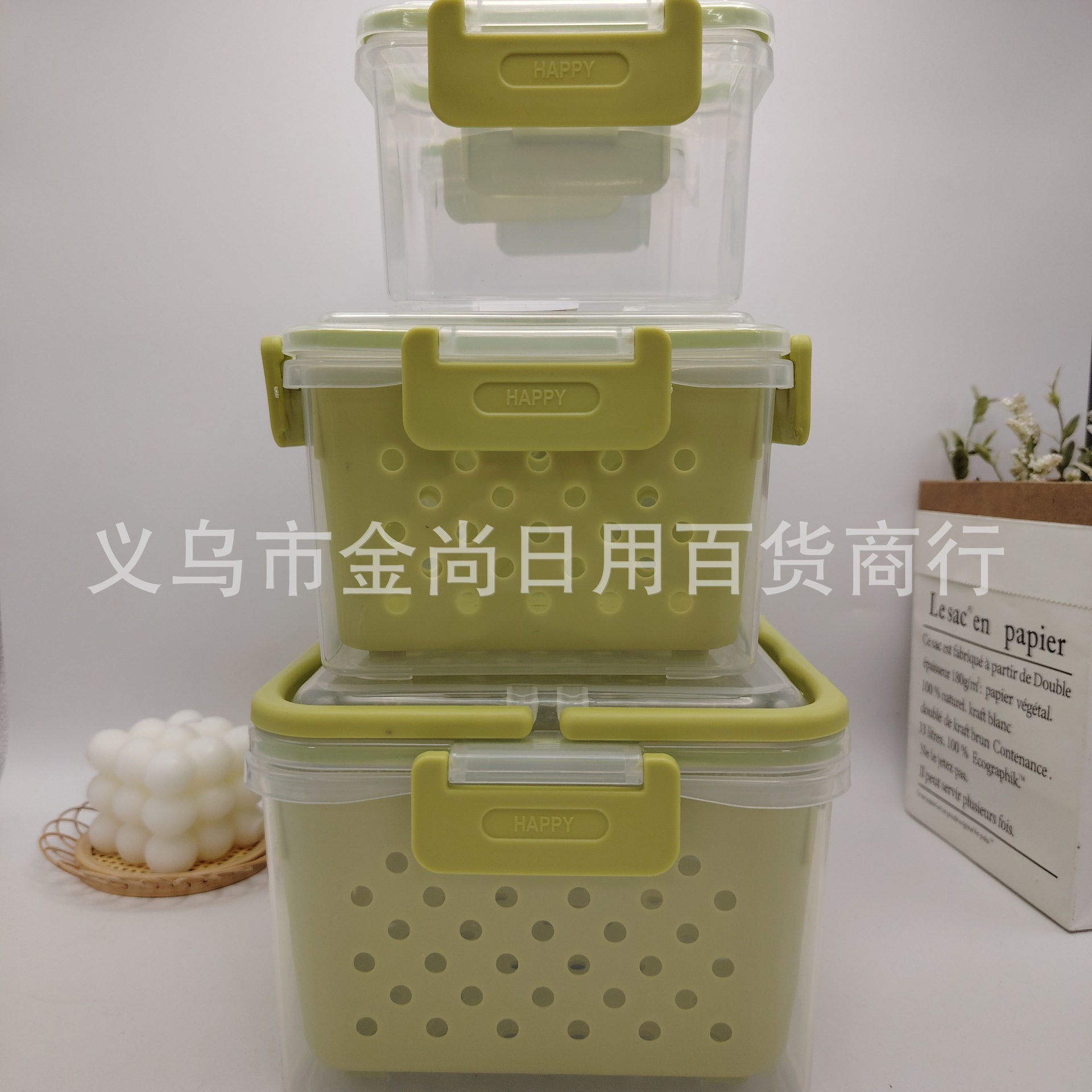 Refrigerator storage box, large-capacity frozen draining fruit and vegetable sealed box, food-grade outdoor portable hand-held food preservation box Specification image