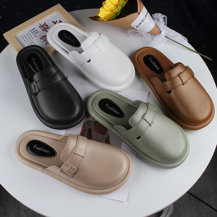 Baotou slippers for women to wear outside in 2023, fashionable and versatile. One-step beach shoes, flat, anti-slip, waterproof and cool slippers for cross-border use