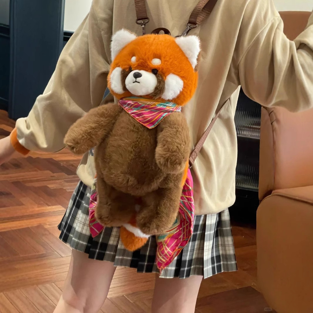 Duoai genuine Red Panda plush toy doll, large-capacity backpack doll, daily travel birthday gift