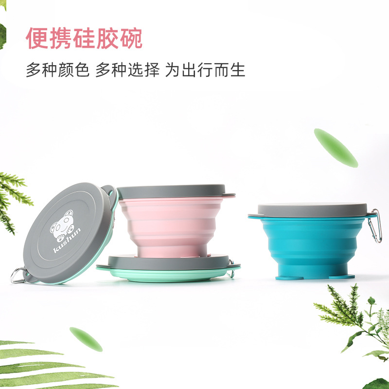 Manufacturers Spot Travel Portable Silicone Folding Bowl Children Travel Outdoor Tableware With Cover Foldable Noodle Bowl details Picture