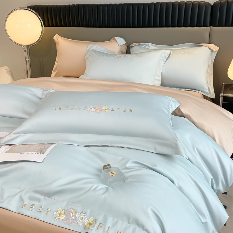 Class A maternal and infant grade 240 long-staple cotton four-piece set of all-cotton cotton bed sheet set bed pad light luxury bedding Specification drawing