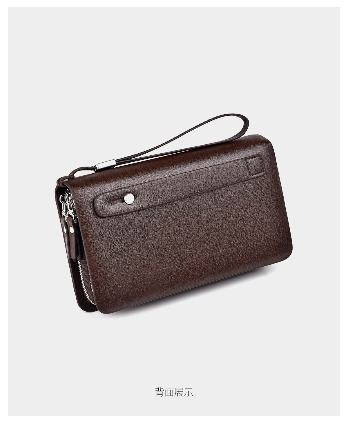 休闲男士长款商务钱包便携手抓包pu大容量双拉链手拿包多卡位夹包详情25