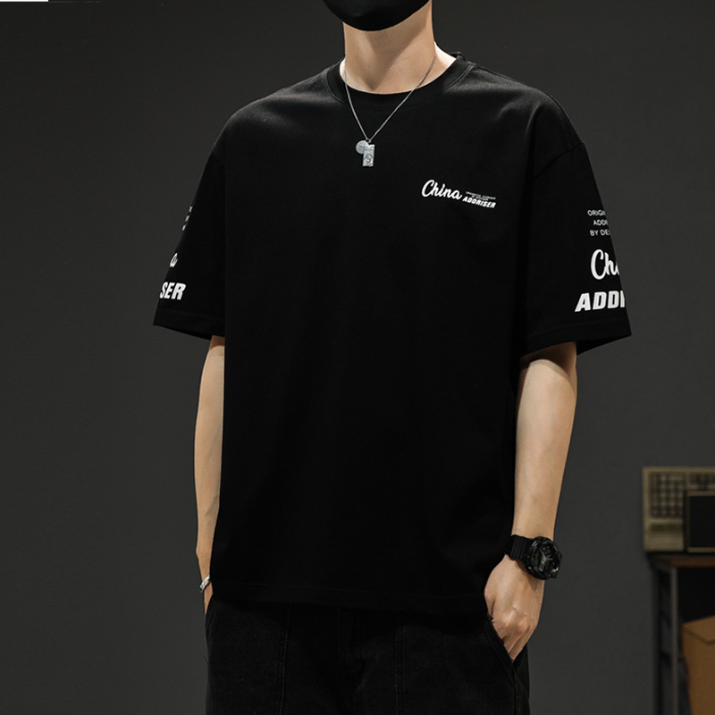 Short-sleeved T-shirt for men, a summer trend brand, off-the-shoulder breathable round-neck five-quarter sleeve T-shirt for men, a casual thin half-sleeve T-shirt Application Scenario