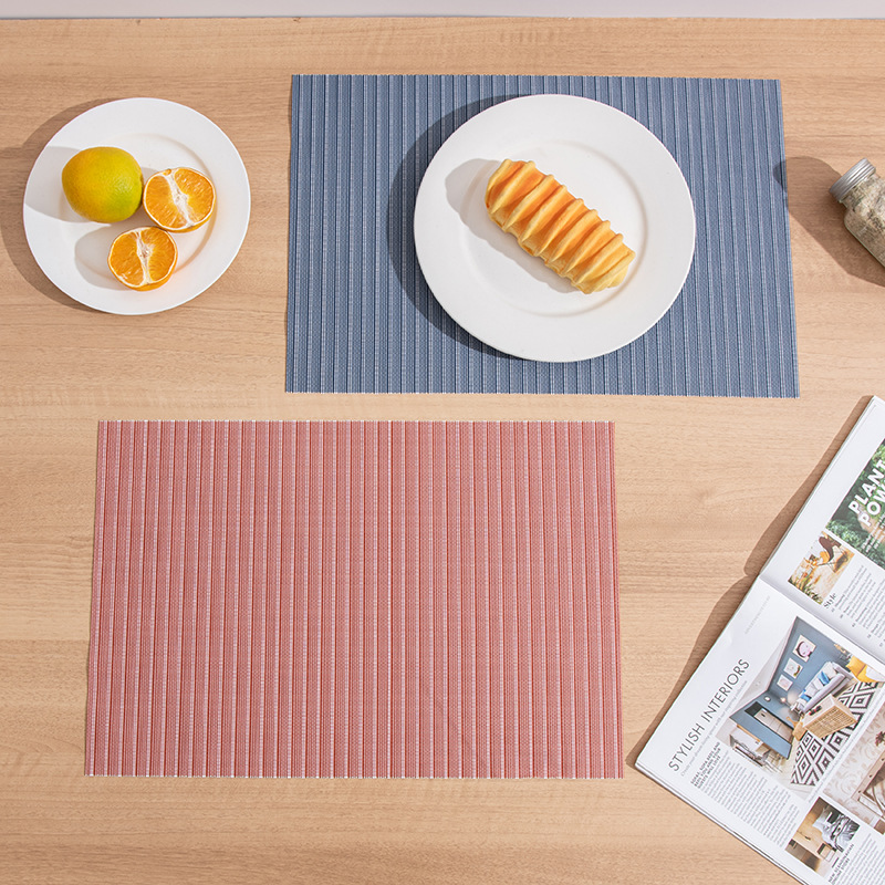 Teslin Pvc Woven Tablecloth, Striped Anti-Heat Mat, Hotel Western Tablecloth, Square Heat Insulation Mat, Table Mat Wholesale details Picture
