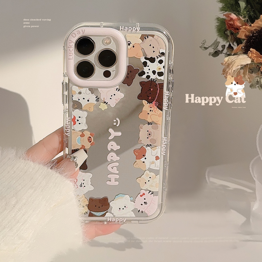 Mirror-like ins cute cat, suitable for 16Pro Max, iPhone 15, iPhone17, Korean style 12 lanyard 11
