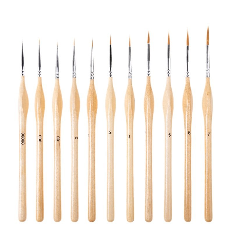Cross-border nylon single ultra-thin triangular rod wooden sketching and outlining special watercolor digital drawing brush Item Picture
