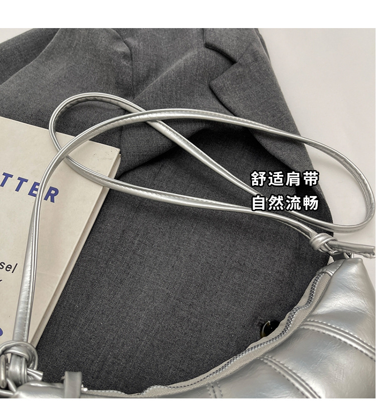 跨境外贸牛角包女包新款潮简约时尚斜挎饺子包百搭单肩箱包皮具男士手提包详情3