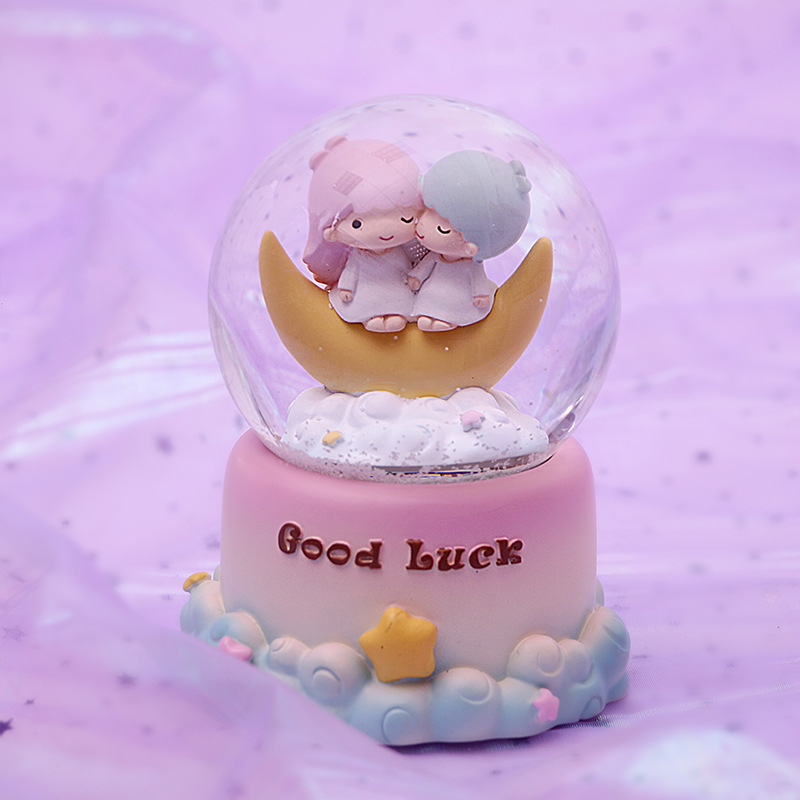 Resin Crafts Display Cartoon Character Crystal Ball Floating Snow Glow Rotating Music Music Box Holiday Gift details Picture