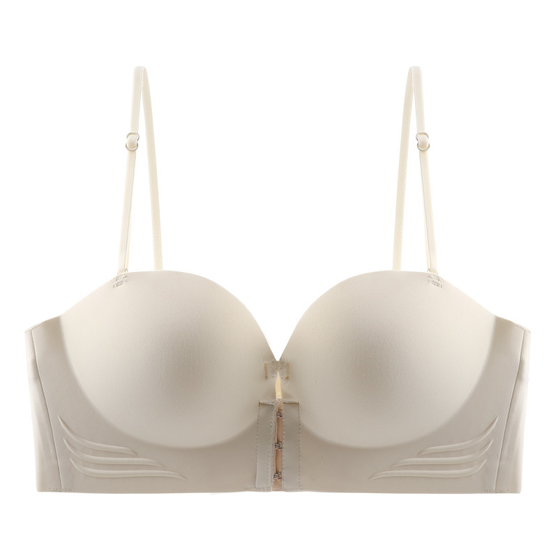 Spring and summer front buckle, no shoulder strap, small chest, no steel ring, comfortable and breathable. Women gather together to look larger. Thickened bra cover Item Picture