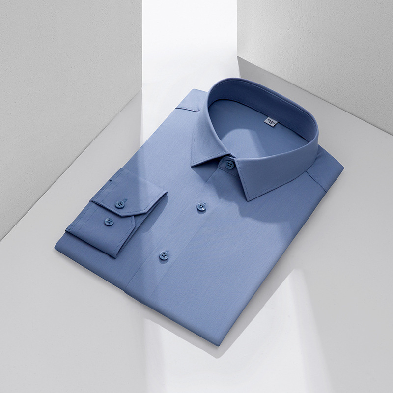 Three-proof shirt for men and women, long-sleeved bamboo fiber business non-ironing men's shirt, waterproof, oil-proof and stain-proof men's shirt Application Scenario