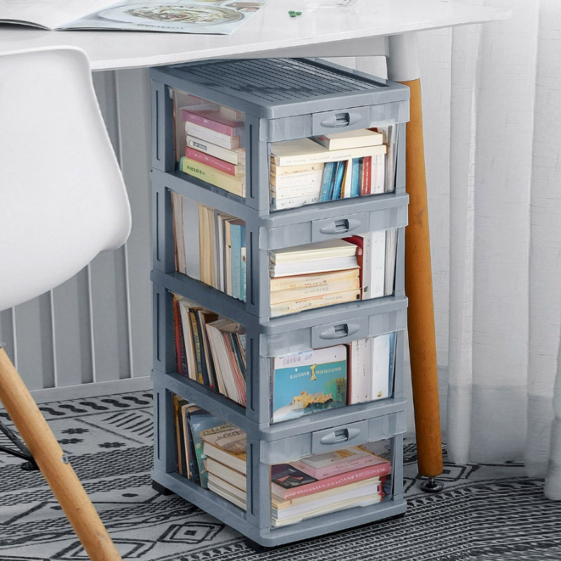 Drawer type household snacks under the table file storage cabinet Storage cabinet mobile stratified trolley free of mounting shelves