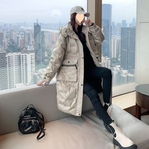 White duck down jacket female winter coat 2022 new loose coat small, medium and long Korean version