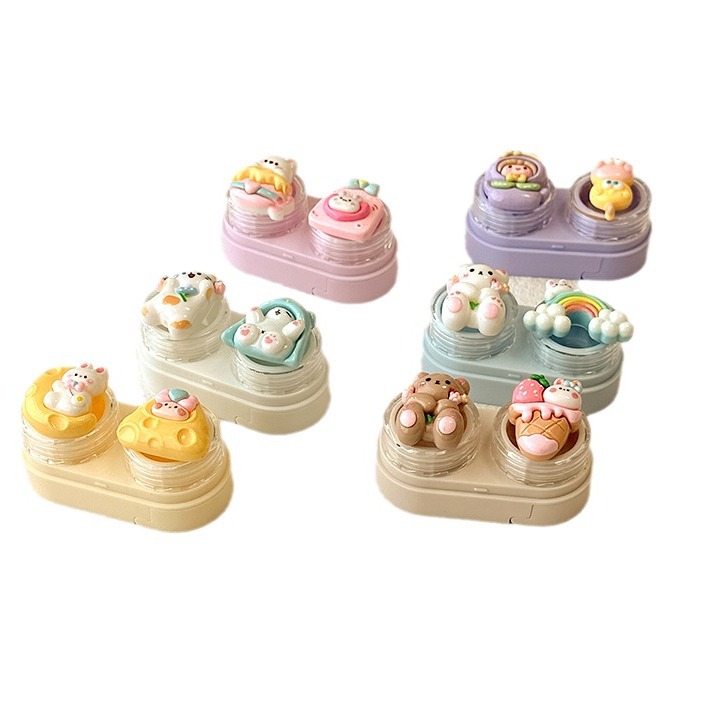 One-piece drawer-type contact lens case, beauty contact lens companion box, cute care box, compact and portable CT35 Item Picture