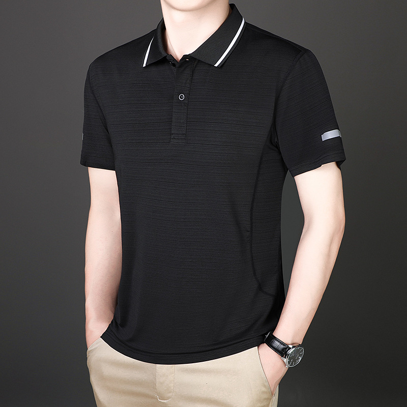 2022 New Men's ice Silk polo shirt, thin, quick-drying, breathable, business casual gentleman Dad T-shirt top