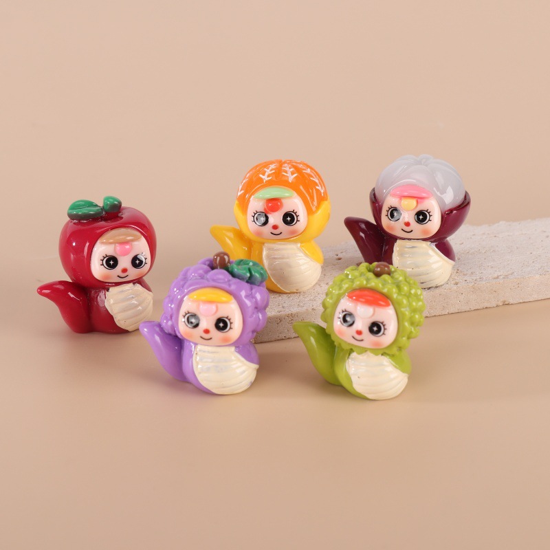 Dibujos animados luminosos color real serpiente año fruta bebé escritorio coche coche DIY lindo resina marea juego juego serpiente bebé fruta resina shak yin vivo caja ciega bolsa ciega juguetes Application Scenario