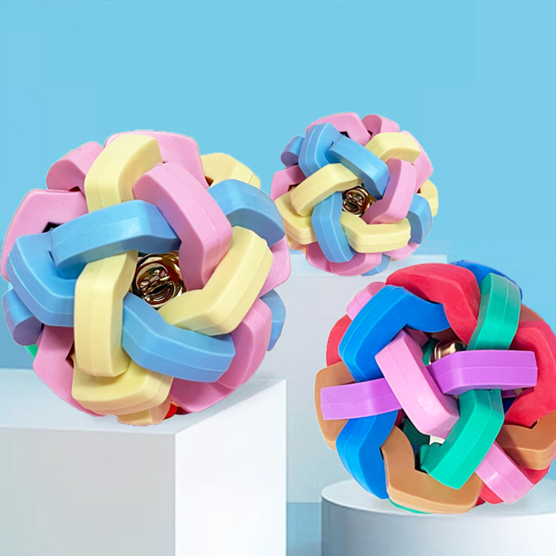 Dog toys, macaron woven bell balls, training teeth grinding elasticity, TPR vocal balls, cat toys, pet supplies details Picture
